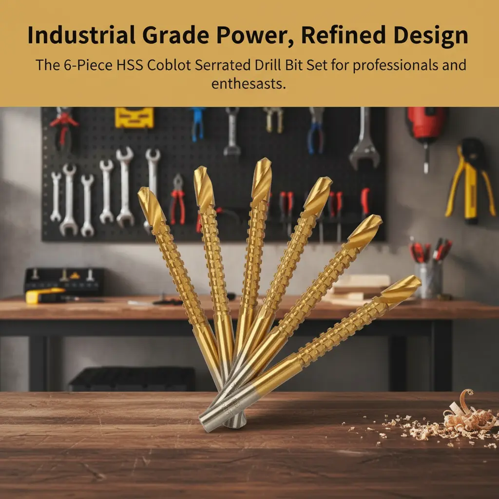 8-Pack Titanium Coated HSS Twist Bits, 3-10mm Side Serrated HSS Drill Bits with Multi-Material Cut, Woodworking Tools for Wood, Metal, Plastic #WoodworkingTools #FathersDayGift