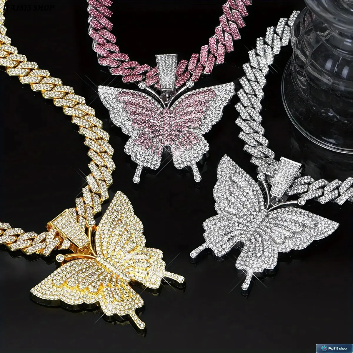 Women's Butterfly Pendant Necklace, Cuban Link Chain Statement Jewelry, Trendy Y2K Vintage Style Fashion Necklace for Women, Chic Everyday Accessory for Party, Date Night, Anniversary Gift