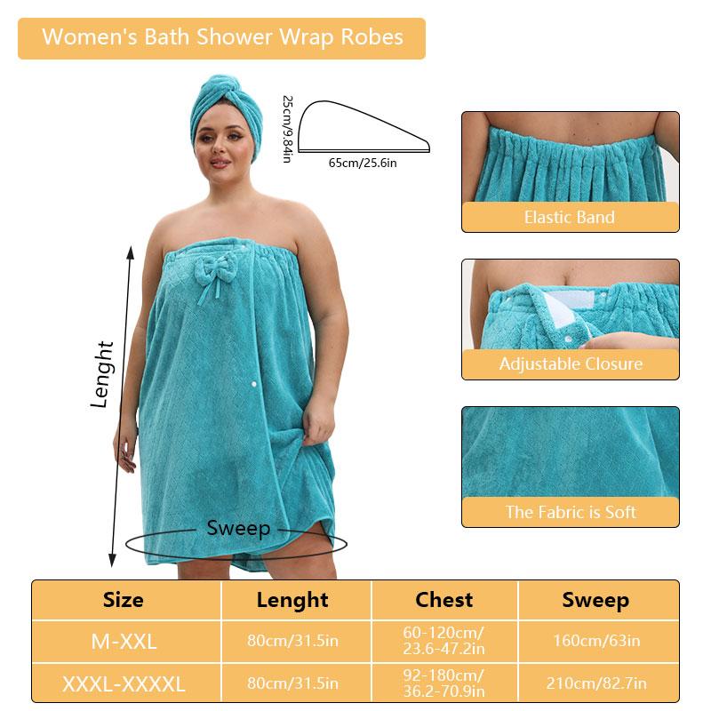 Plus Size Bath Skirt & Shower Cap Set, 2 Counts/set Adjustable Bath Skirt & Shower Cap, Thickened Bath Skirt, Ideal for Home Use, Travel, Sauna, and Spa, Matching Womenswear #GLOBAL PICKS