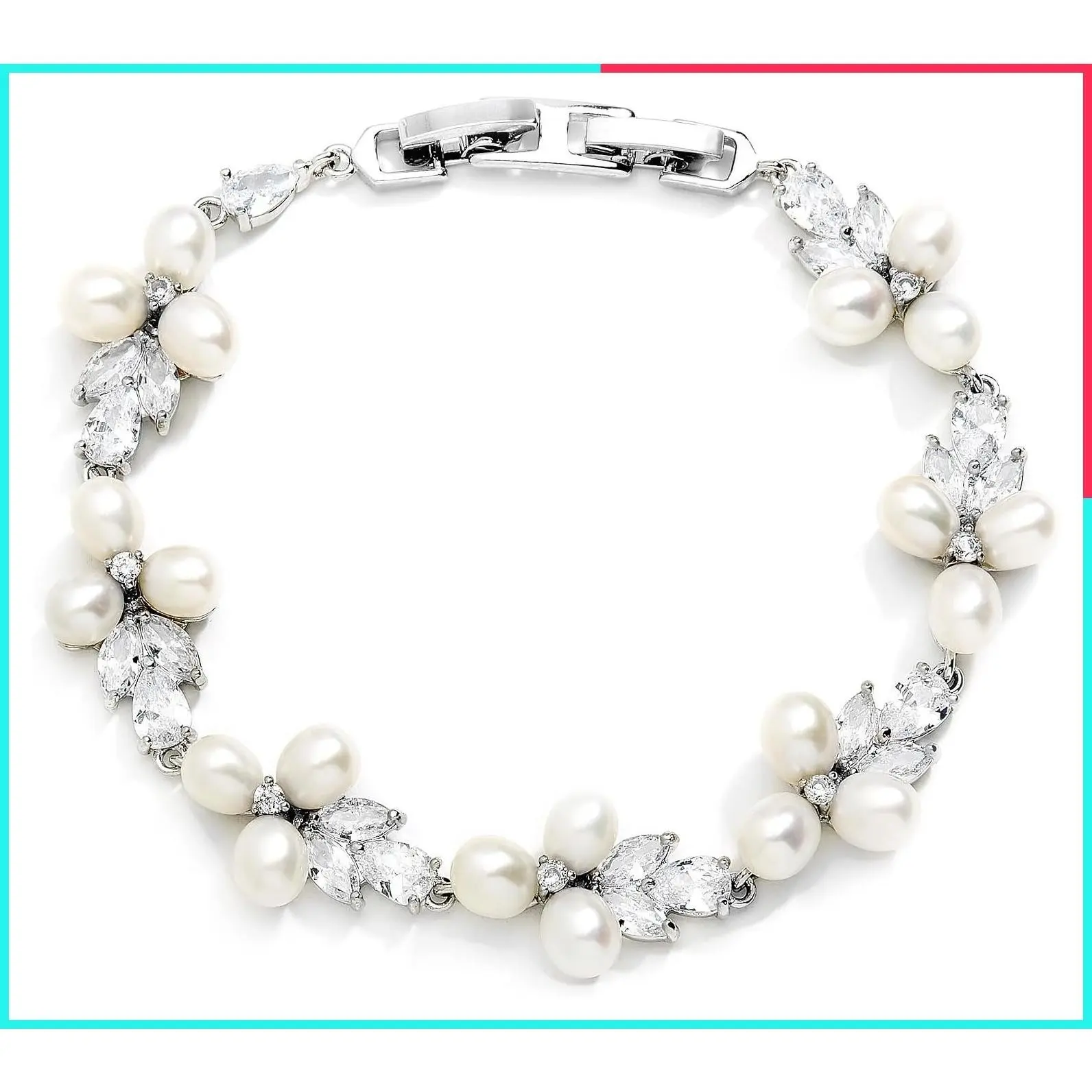Freshwater Pearl Bridal Bracelet with Extender - Wedding & Prom Jewelry Gift for Women