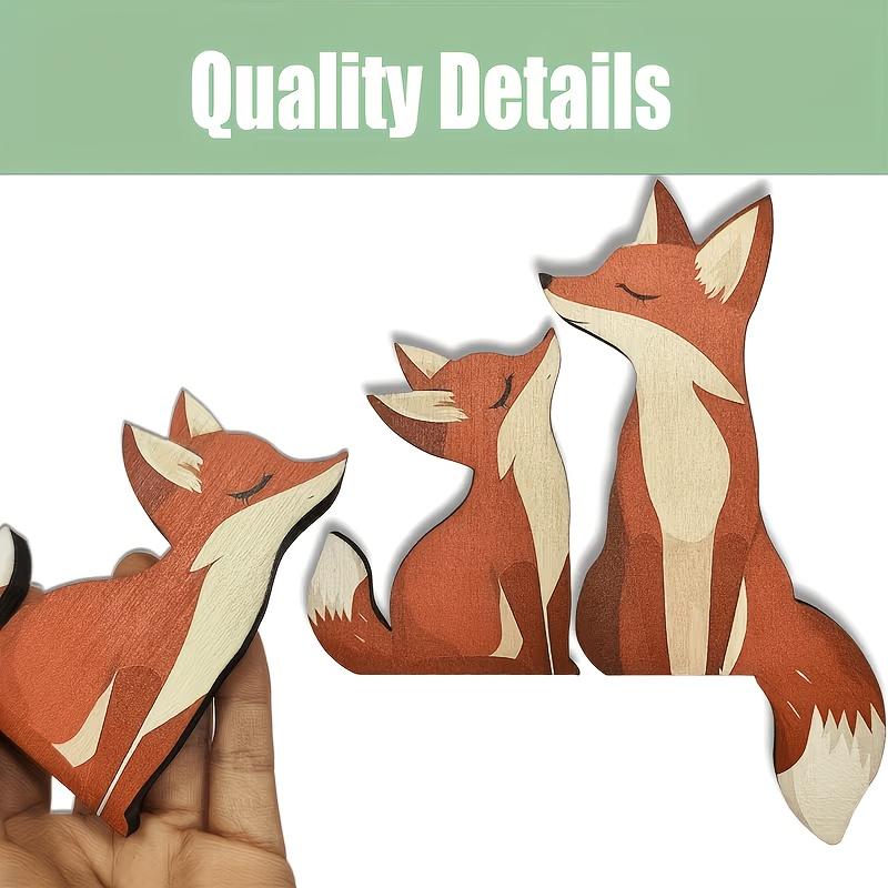 2D Cute Fox Wood Wall Art Decor, 2 Pieces, Halloween Christmas Mother's Day Gift, Animal Wall Art, Door Frame Corner Decoration