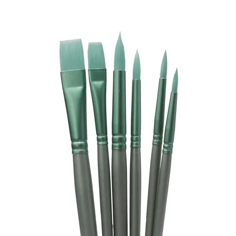 Professional Artist Paint Brush Set, 1 Set Nylon Bristles & Wooden Handle Brush, Round & Flat Tips for Watercolor Painting, Art Students Supplies