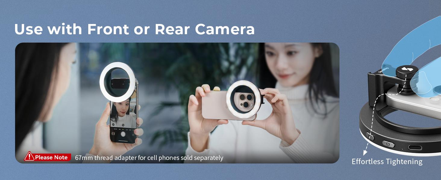 SmallRig Vibe P30 67mm Ring LED Video Light, Compact Powder-Size Bi-Color Light with High CRI ≥90, Compatible for 67mm Phone Mounts/Cases/Lenses, for Content Creation, Live Streaming