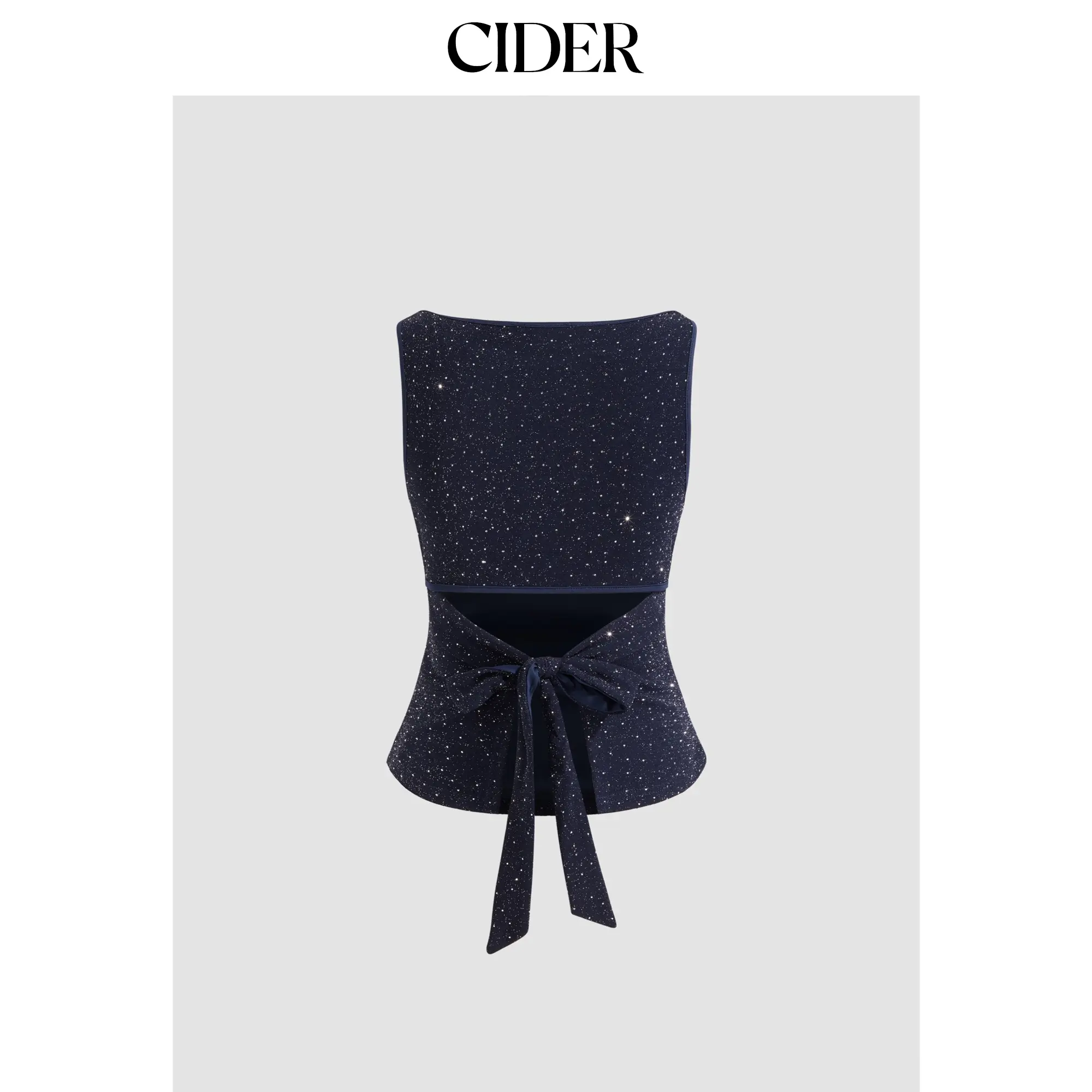 Cider Boat Neck Rhinestone Knotted Tank Top