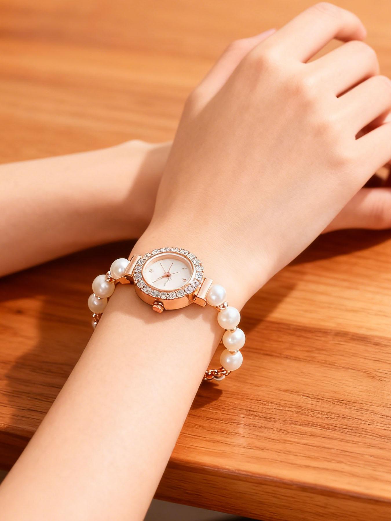 Elegant Ladies' Adjustable Alloy Bracelet Watch with Quartz Movement, Suitable for Daily Matching and Gifting To Friends