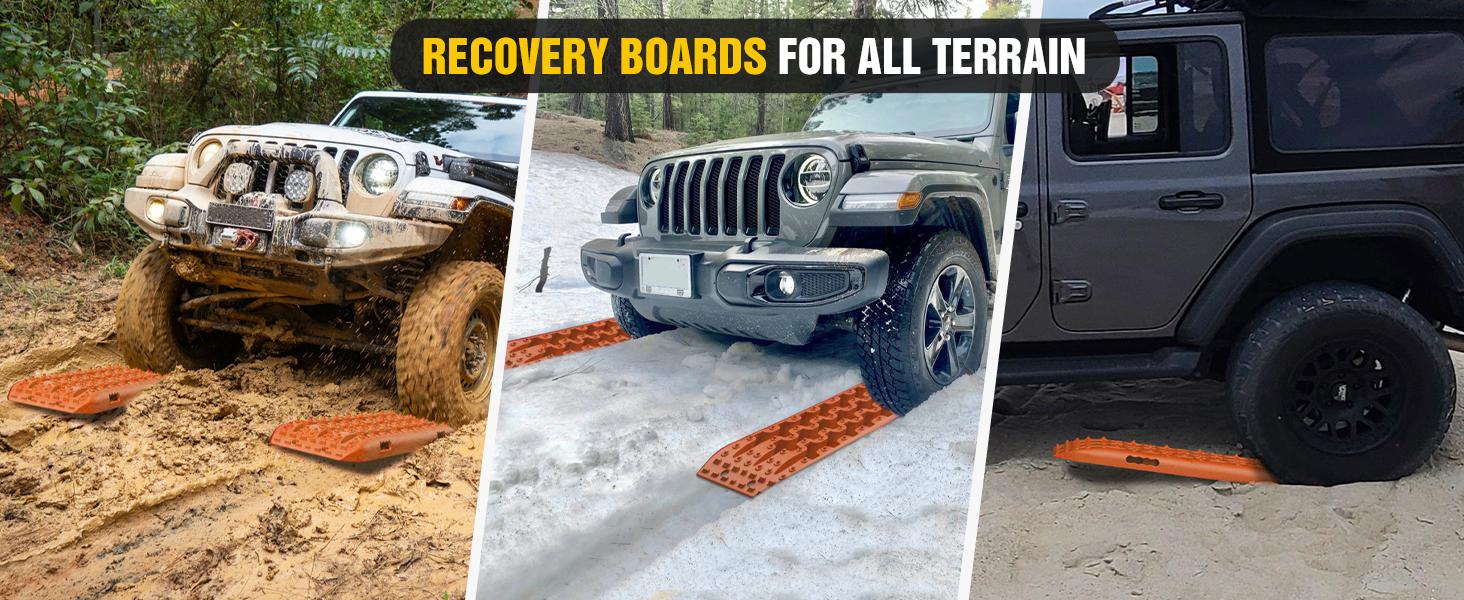 Nilight Recovery Off-road Traction Boards Tire Mats For 4WD 4X4 Mud Sand Snow with 2PCS Mounting kit Zipper Bag 2 leashes (Orange) tire pressuregauge tire pressure Truck Accessories