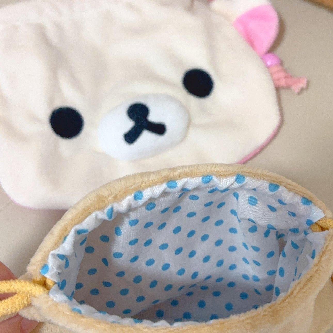 Cute and easy bear drawstring storage bag, girl cartoon handbag, portable drawstring camera bag, miscellaneous bag, makeup bag