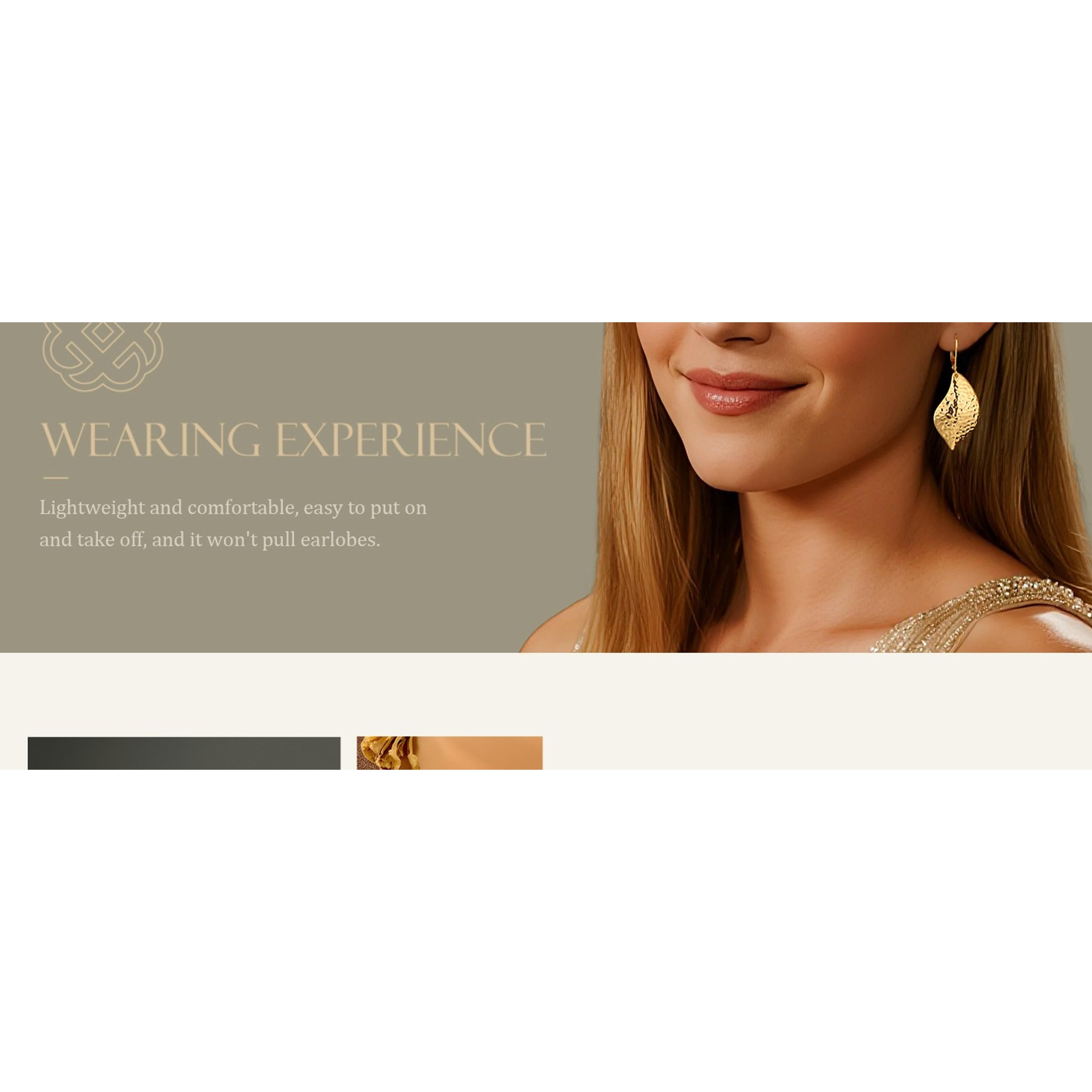 Leaf Gold Drop Earrings for Women Lightweight Hypoallergenic 14K Gold Plated Silver Dangle Earrings Trendy French Leverback