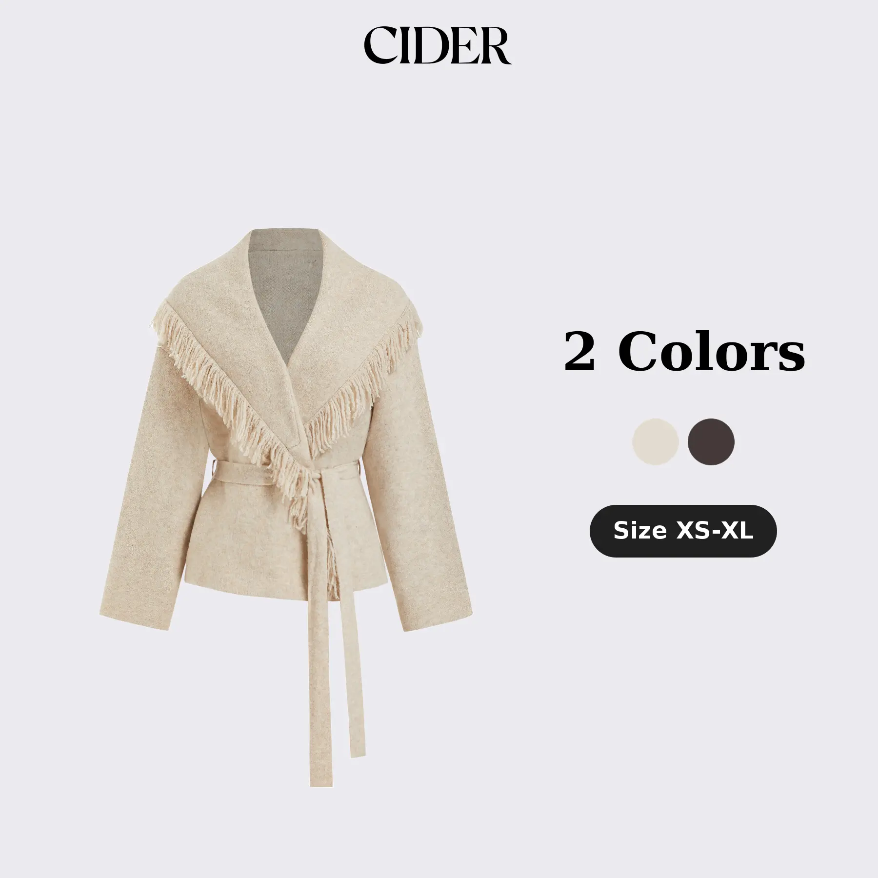 Cider Fringed Wool-blend Knit Wrap Cardigan With Belt SohoChic