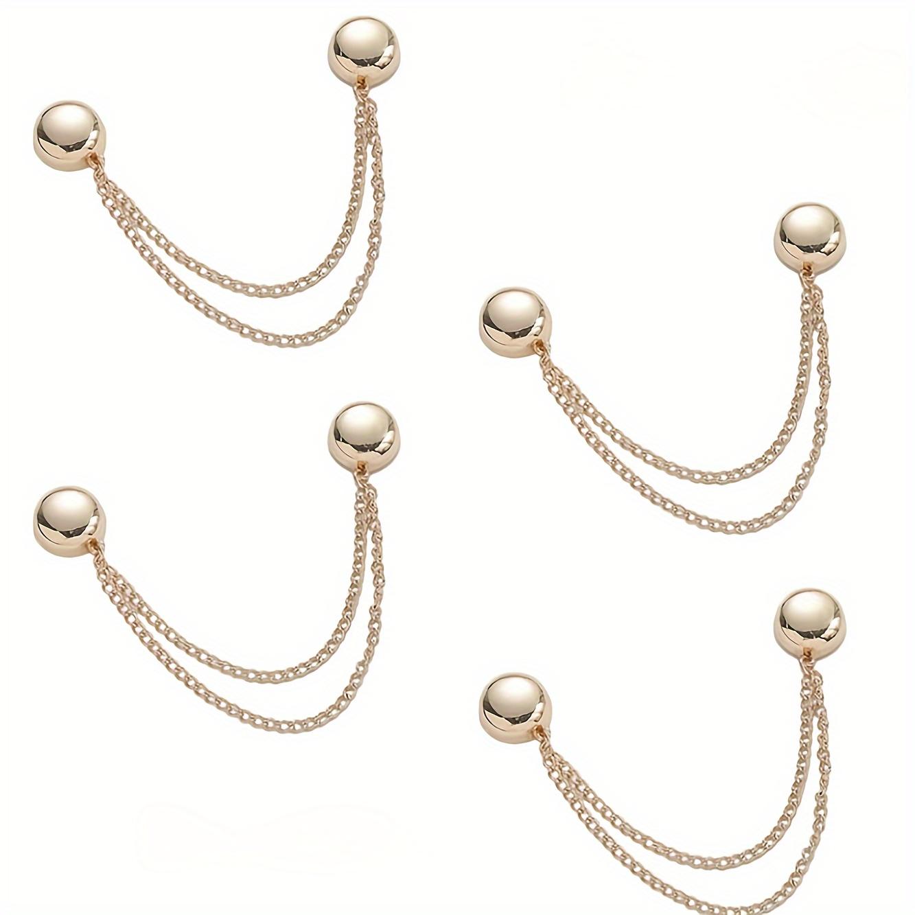 4-Pack Magnetic Clothing Clips, Multi-Function Metal Button Clips for Cuffs, Hem, and Headscarf Decoration, Assorted Colors