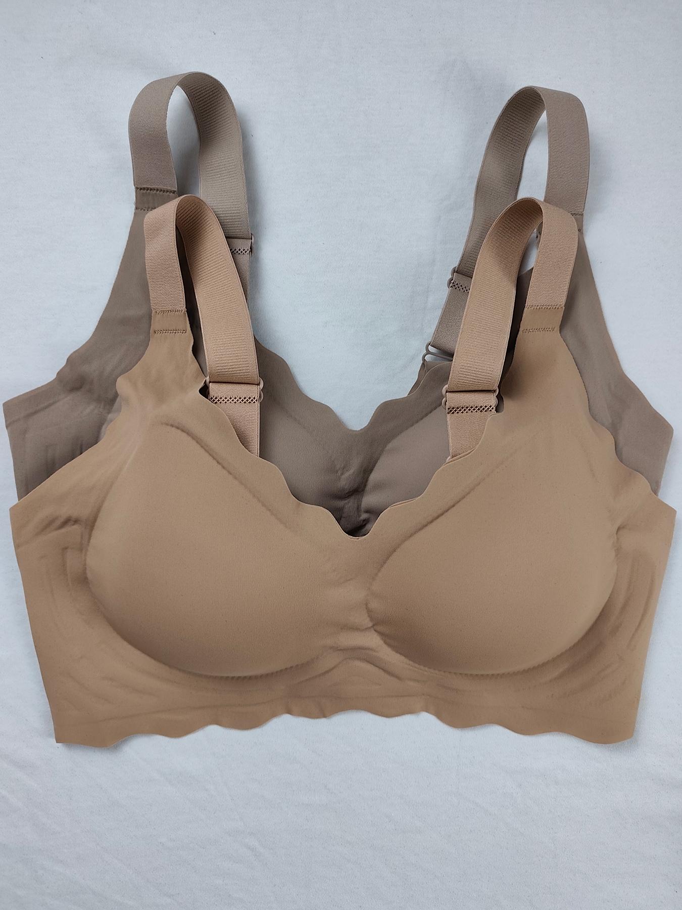 Women's Seamless Supportive Wireless Backless Bra, Adjustable Wide Straps, Comfortable Breathable Daily Wear, Ribbed Stripe Design, Seamless Bras, Medium Fit, Ladies Underwear