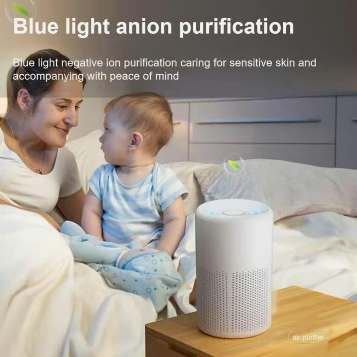 Portable USB Powered Air Purifier with Low Noise, Hepa Filter, Multifunctional Air Cleaner for Home Office Living Room