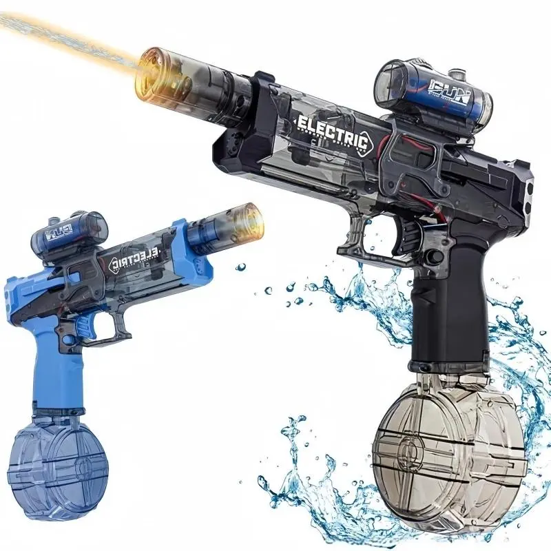 Unisex Automatic Simulated Flame Electric Water Gun with Sensor Lights, Ages 12+ Outdoor Toy for Summer Beach Pool Fight Games, Gift Option