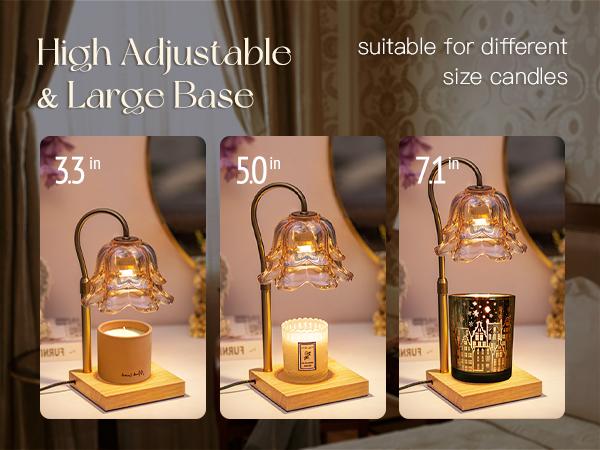 Candle Warmer Lamp, Lily of the Valley Flower Lamp, Height Adjustable with Timer, 2 Bulbs Included, Flameless Fragrance Lamp for Home Bedroom Decor, Ideal Gift for Mom Birthday