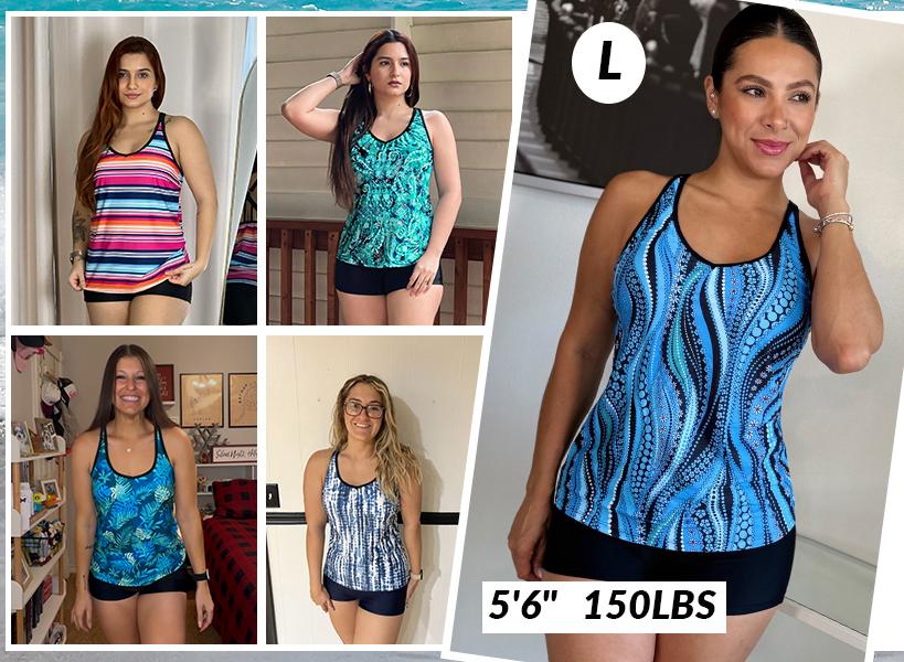 Yonique Women's Two Piece Tankini Swimsuits for Women with Boy Shorts Athletic Swim Tank Top Bathing Suits, Ladies Summer Beach Holiday Swimwear