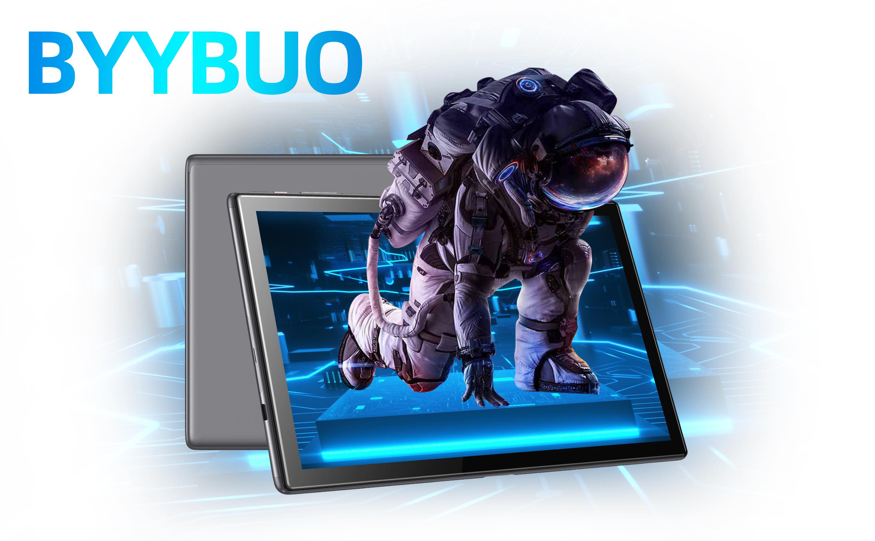 BYYBUO SmartPad A10_L Tablet 10.1 inch Android 14 Tablets, 64GB ROM Quad-Core Processor 5000mAh Battery, 1280x800 IPS HD Touchscreen 5MP+8MP Camera, Bluetooth,WiFi (Grey)