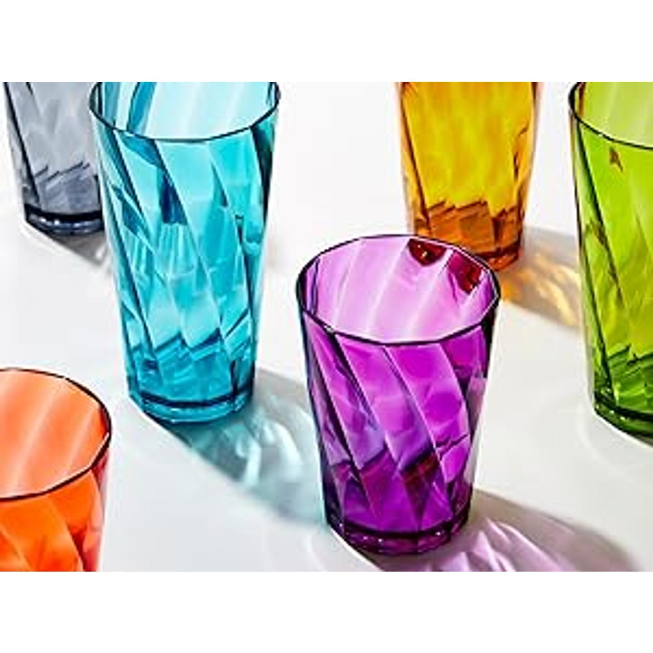 Classic Clear Plastic Reusable Drinking Glasses (Set of 8) 12oz Rocks & 16oz Water Cups | BPA-Free Tumblers, Made in USA | Top-Rack Dishwasher Safe