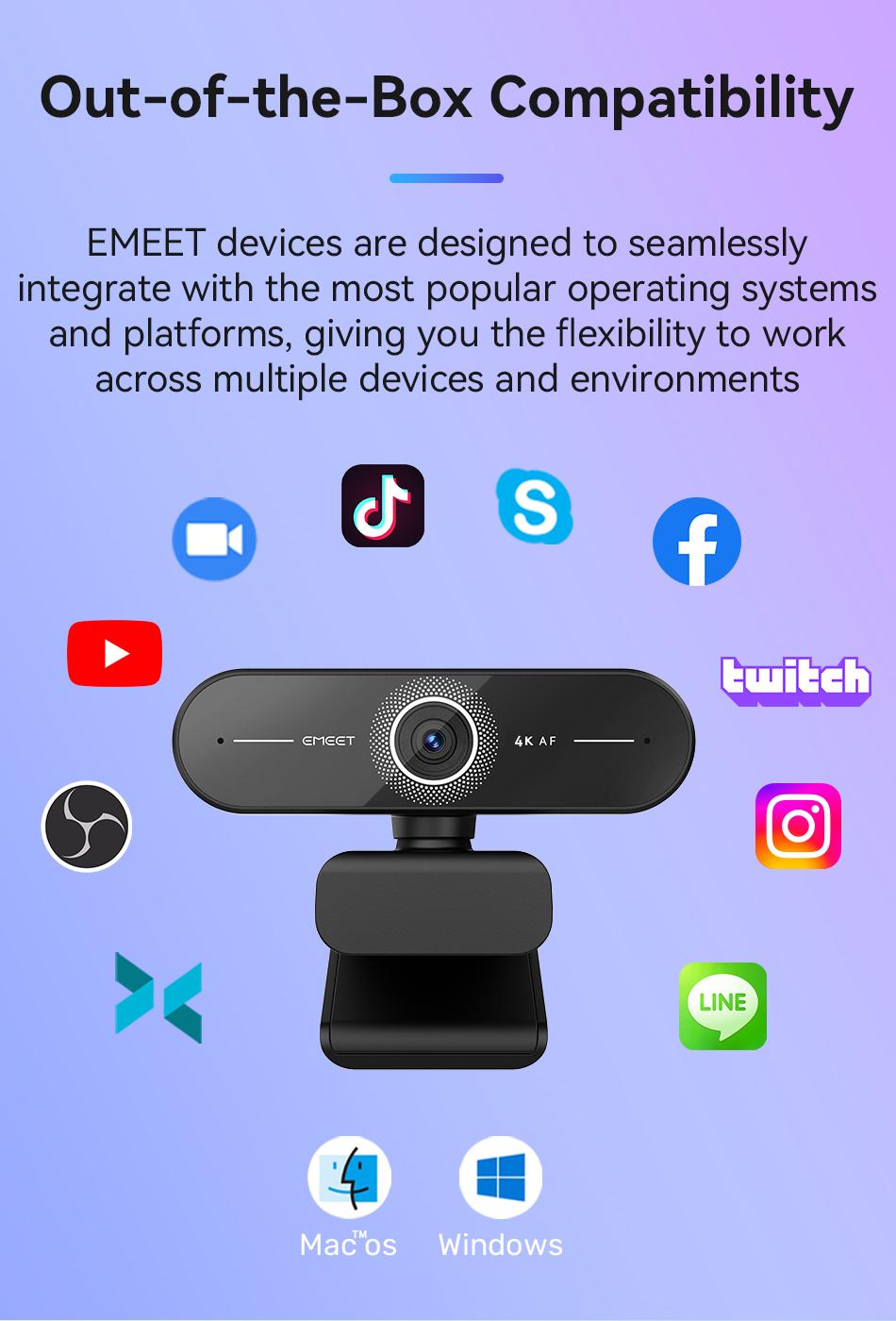 EMEET C60E 4K Ultra HD Webcam with Auto Focus 73° FOV for PC Gaming Switch2 Computer Camera 4K@30fps 1080P@60fps Fast AutoFocus Auto Light Correction Plug & Play with Privacy Cover for Streaming Working Gaming, TikTokShopBlackFriday EMEET C60E 4K Ultra HD Webcam with Auto Focus 73° FOV for PC Gaming Switch2 Computer Camera 4K@30fps 1080P@60fps Fast AutoFocus Auto Light Correction Plug & Play with Privacy Cover for Streaming Working Gaming, TikTokShopBlackFriday