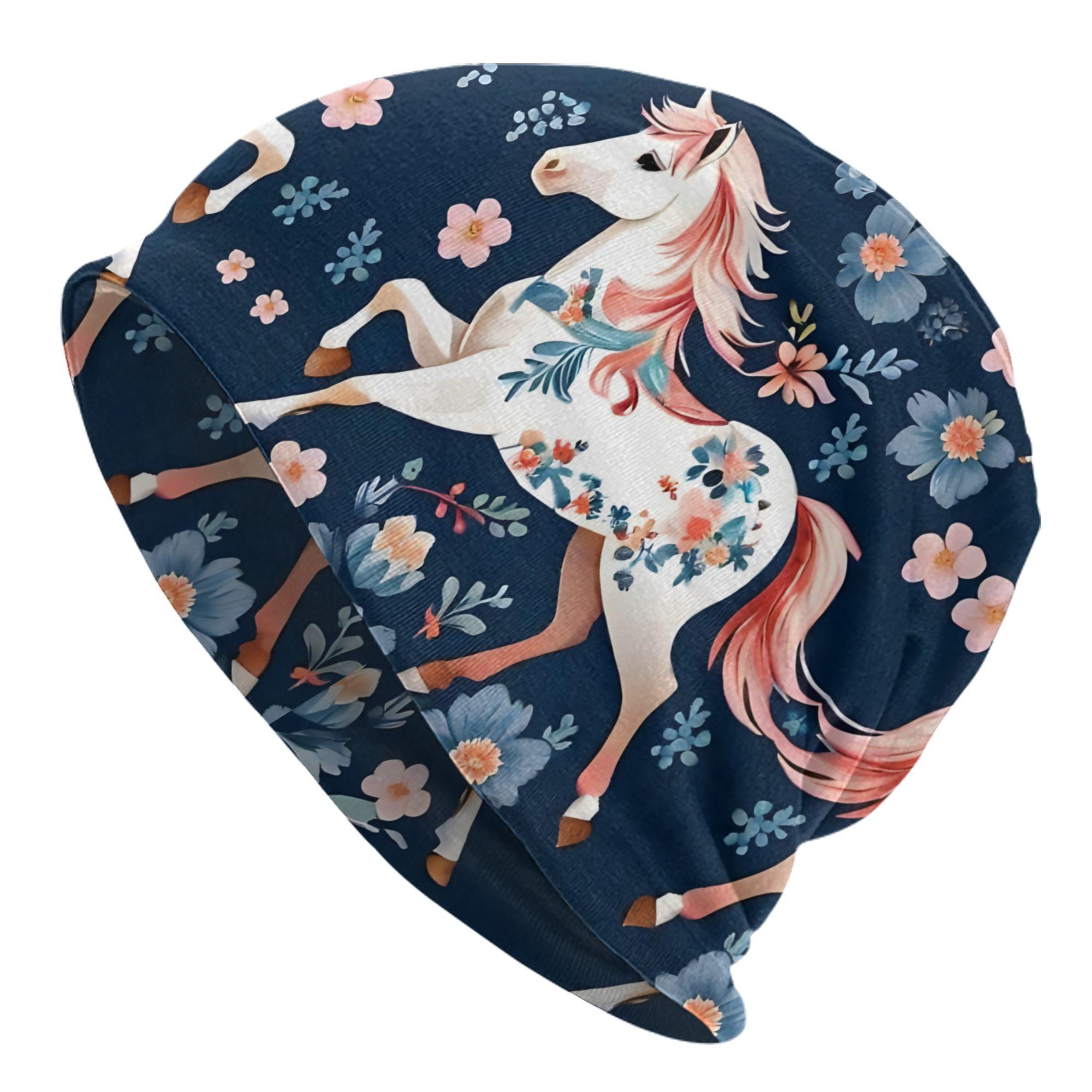 Stylish HorseThemed Beanies Featuring Floral Designs Suitable for Everyone These Soft Hats Include MenS Unique Brimless Caps And Knitted Options