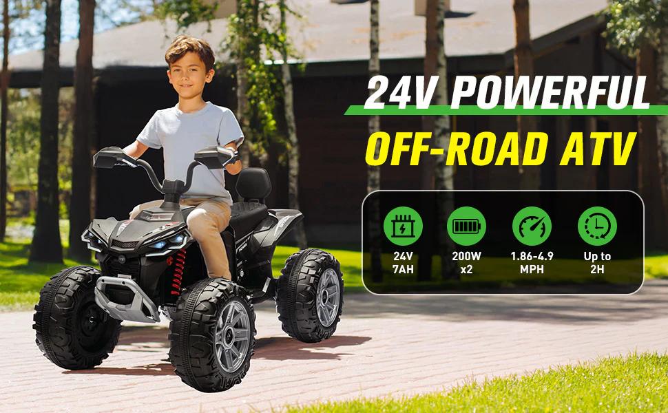 2026 New 24V Kids ATV, 4-Wheeler Ride-On Car with Dual Drive, LED Lights, Bluetooth, USB, Spring Suspension, High/Low Speed, for Boys & Girls (Ages 3–8) Ride On Tractor Trike 2026 New 24V Kids ATV, 4-Wheeler Ride-On Car with Dual Drive, LED Lights, Bluetooth, USB, Spring Suspension, High/Low Speed, for Boys & Girls (Ages 3–8) Ride On Tractor Trike