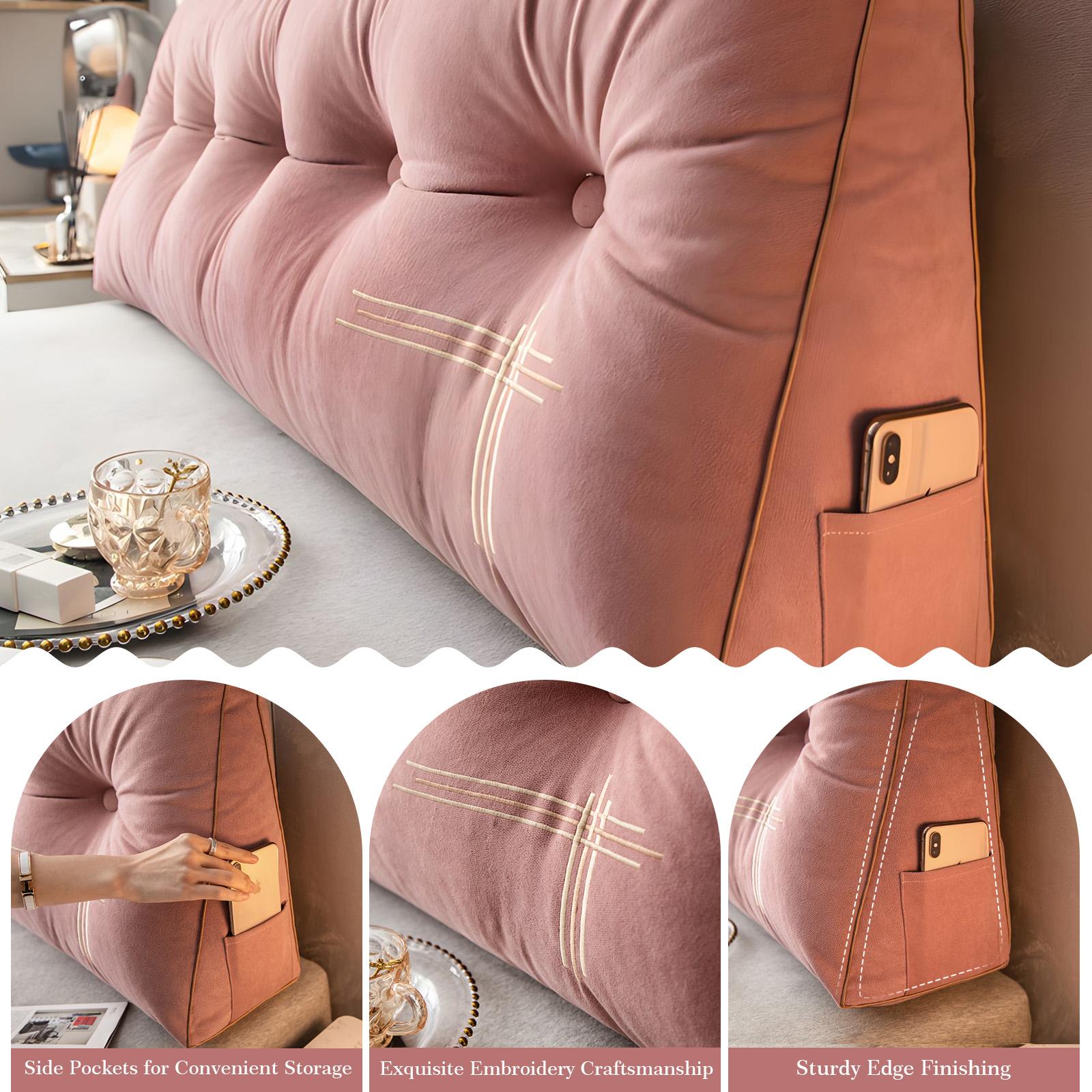 Pink Large Headboard Pillow for Bed Triangular Wedge Pillow Cushion Position Support Reading Pillow Pink Bedroom Accessories Back to School