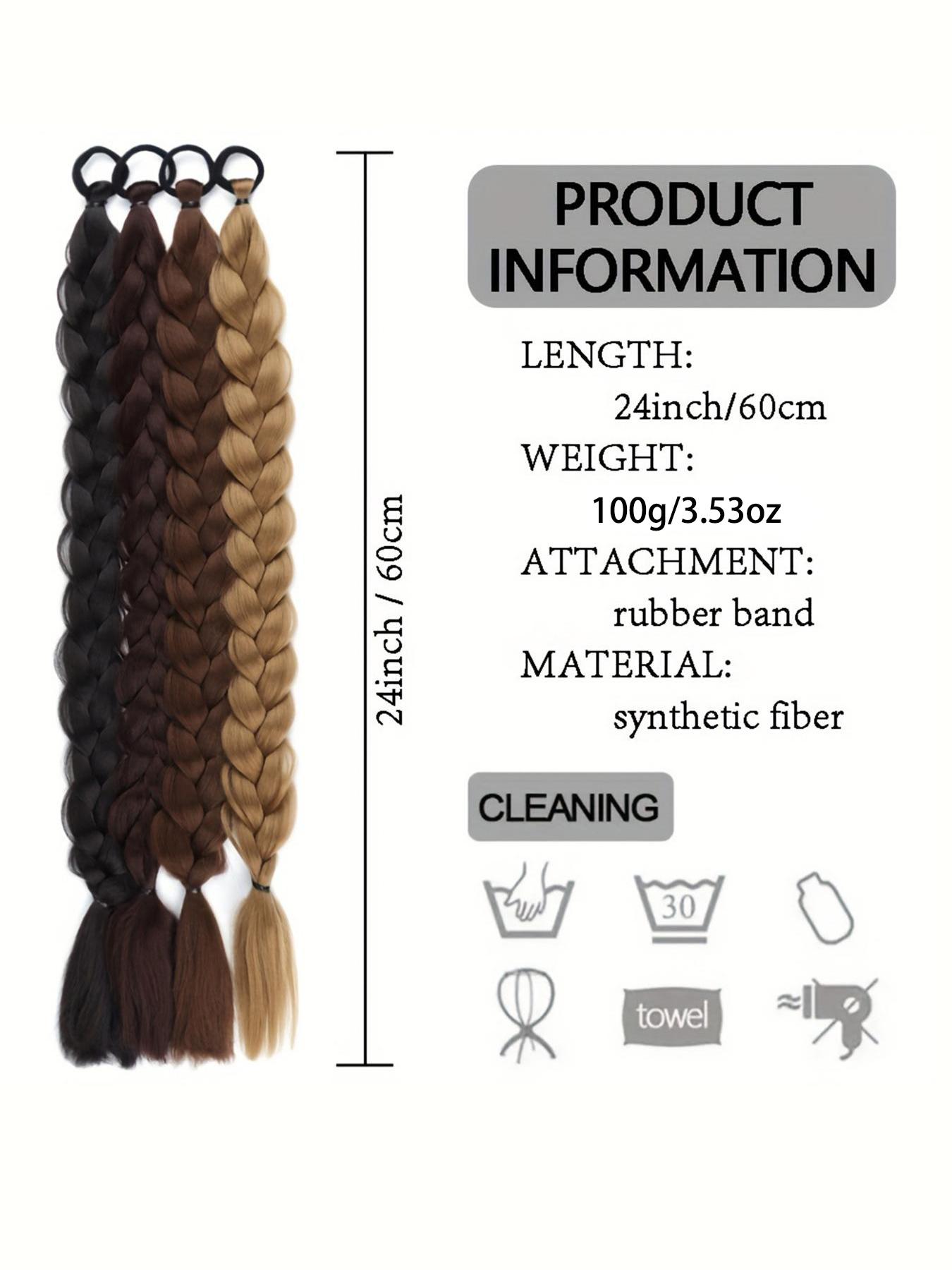 Women's Synthetic Long Twist Braid Ponytail Extension, 24-Inch Rubber Band Wig for Daily Use & Special Occasions, All-Season Hair Accessory, Synthetic Braids, Synthetic Braided Wigs