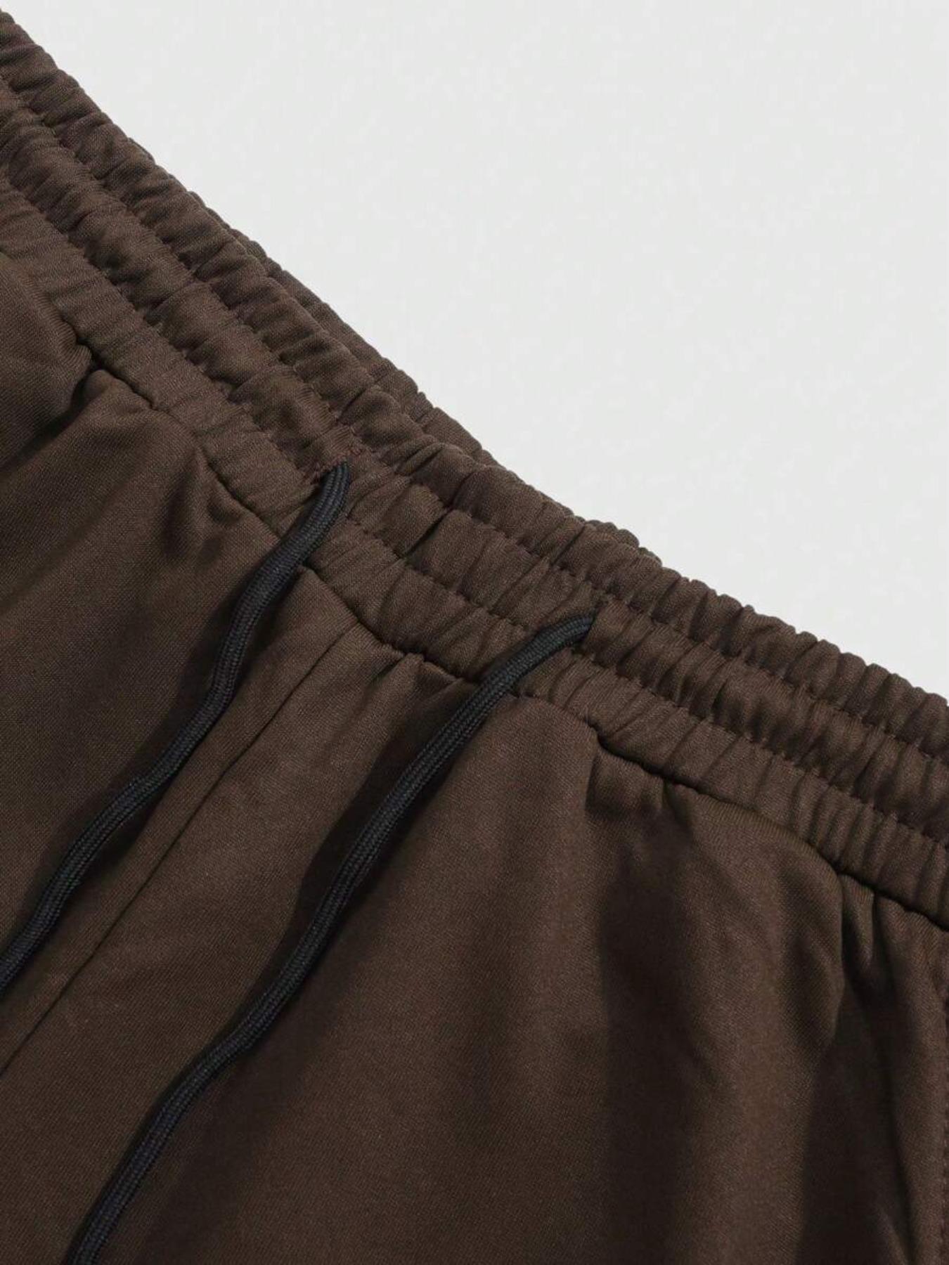 Men's Spring Autumn Solid Color Drawstring Joggers with Ribbed Cuffs, 5-Pack Casual Outdoor Sports Pants for Comfortable Fit