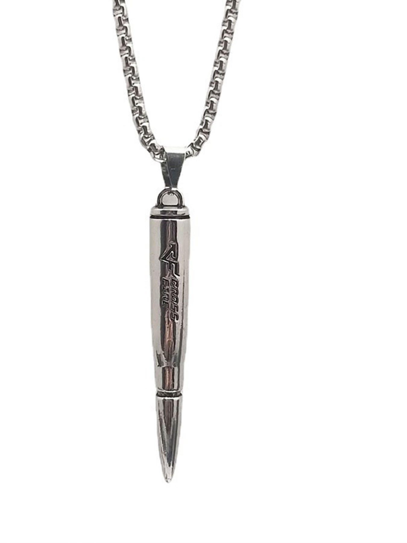 Cf Bullet Necklace Titanium Steel Pendant, Military Enthusiast Accessory, Hypoallergenic, Anti-Oxidation, Stackable, Hip Hop Streetwear