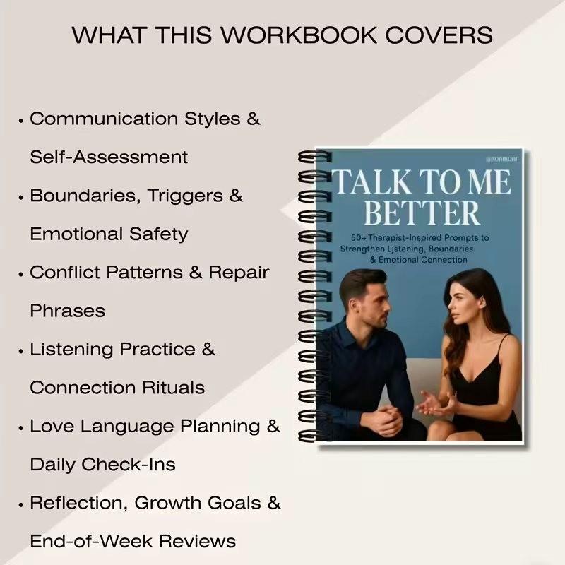 Talk to Me Better Couples Relationship Healing Workbook, Improve Communication, Enhance Intimacy, Resolve Conflicts, Self-Reflection Exercises