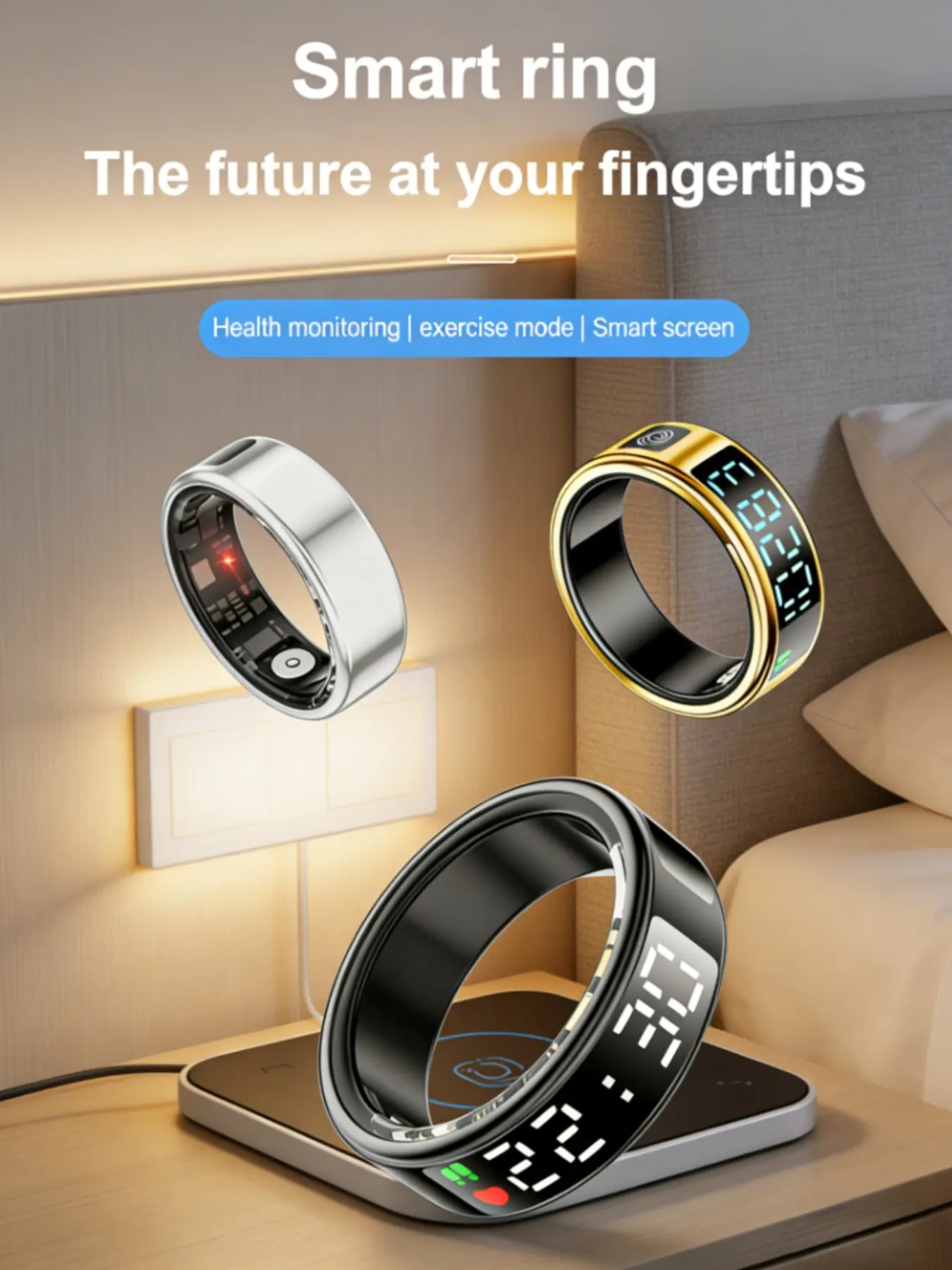 New smart ring with digital display, high-end fashion, Fitness Wearable Devices, monitors heart rate, blood oxygen, sleep, and health during exercise. Outdoor sports triple-proof health ring, a caring gift for yourself or loved ones.