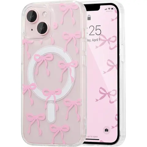 Women's Wireless Slim Ribbon Bow Protective Cellphone Case - Soft Anti-Yellowing Shockproof TPU Casing for iPhone 11-17, Lightweight Slimfit Fashion Accessory
