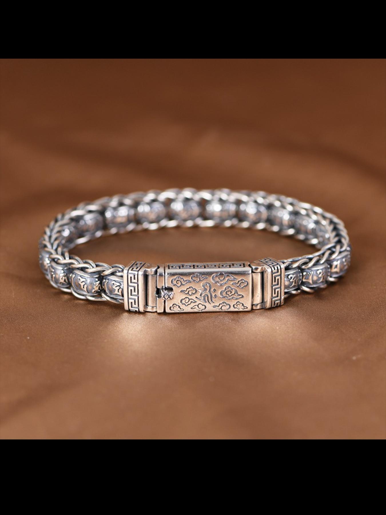 New Handmade Luxury Bracelet, Vintage Weathered Cloud Silk Weaving, Wide Edition Men's Bold Personality Wristband, Unique Accessory