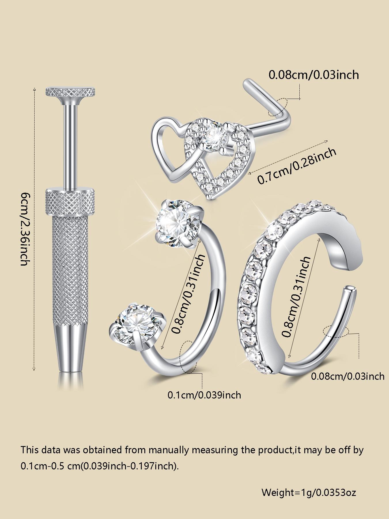 Silver Nose Rings Studs 18g Horseshoe Nose Ring Hoop for Women Surgical Steel Horse Shoe Tragus Cartilage Earring Hoops Helix Jewelry Double Gem Nostril Piercing Jewelry Rhinestone Nose Ring Heart Nose Stud Septum Pierced Ring