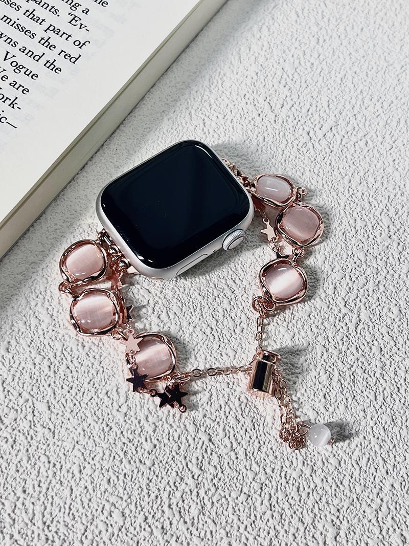 Opal Star Charm Apple Watch Band, Bling Stainless Steel Jewelry Bracelet Strap Compatible with Apple Watch 38/40/41/42/44/45/49mm