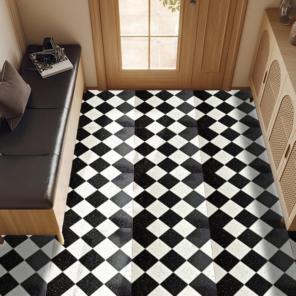 10 thickened self-adhesive floor stickers, PVC waterproof and wear-resistant leather floor stickers, art pattern, suitable for kitchen, bathroom, living room, floor installation, 11.81x11.81 inche