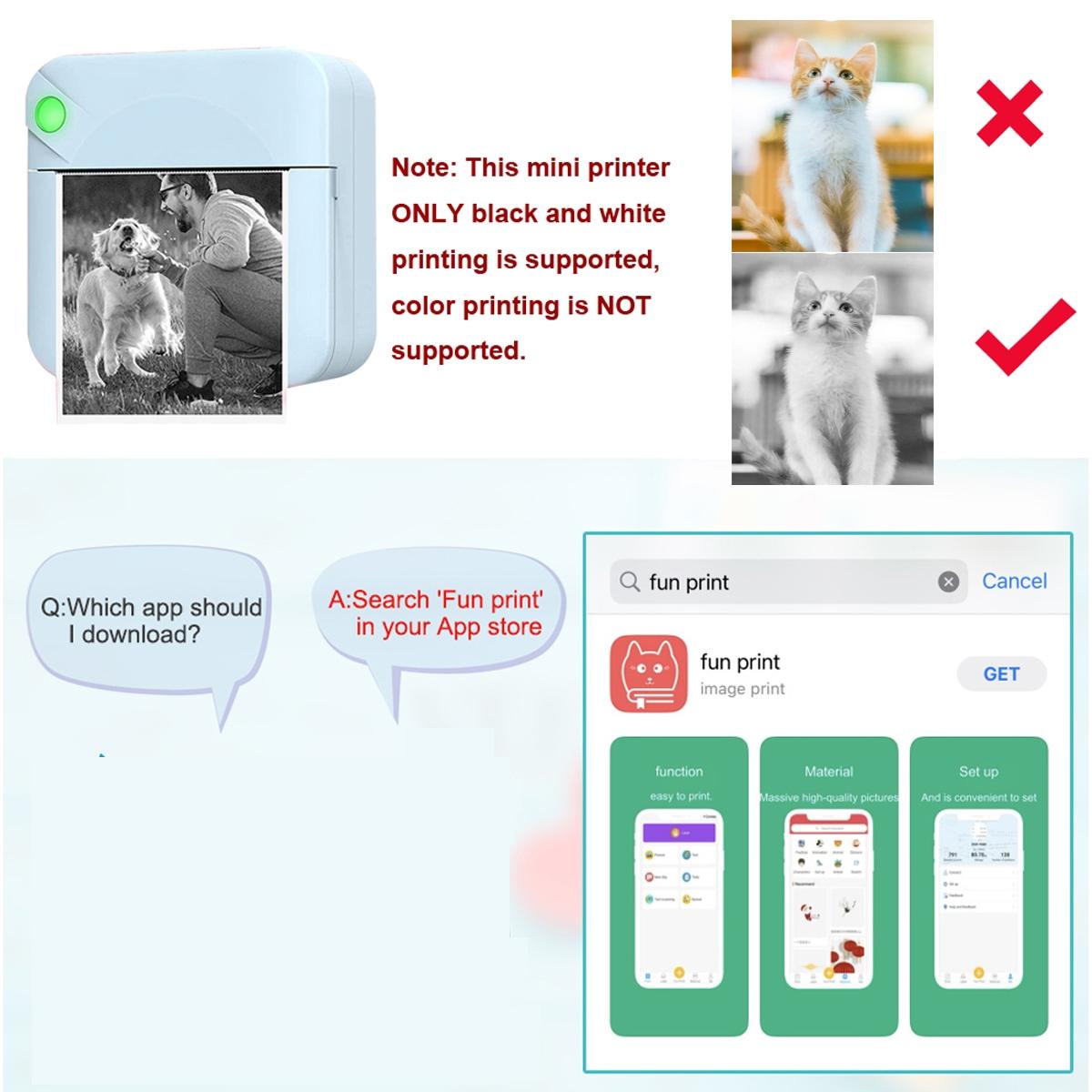 Mini Portable Wireless Thermal Printer, Thermal Label Printer, Handheld Sticker Maker for DIY Learning Notes & Images, Compact Design for Easy Carrying