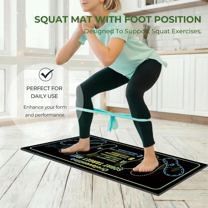 Pilates Squat Guide  with ft Position Markers, Professional Lightweight Non-Slip Training  for Home Gym, Travel high jump mat anti-slip fitness workout accessory