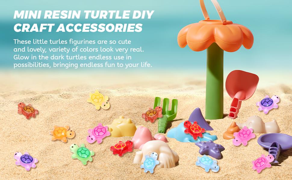 200pcs Mini Resin Turtles Tiny Turtle for Crafts Dollhouse Miniatures Mini Resin Things for Landscaping Decoration Home Decor, 10 Colors(0.4 * 0.5inch)