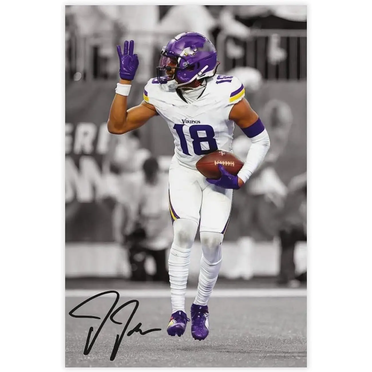 Justin Jefferson 3 (2) Canvas Poster |   Wall Art for Living Room, Bedroom, Dorm Decor Home Office Decoration24"W