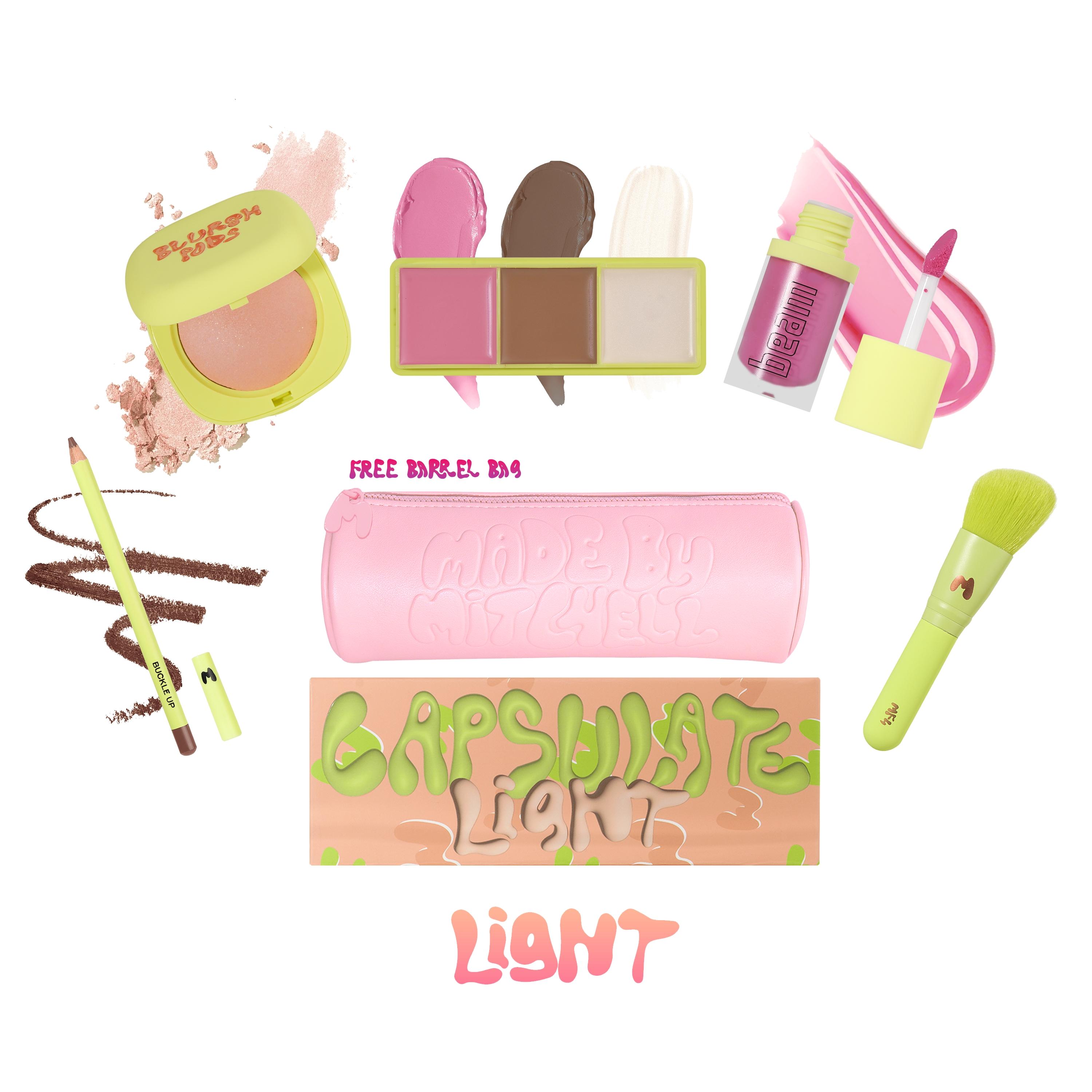 Mitchell Curve Capsule 5-Piece Face & Lip Set, Limited Edition Blush, Lip Gloss, Lip & Brush Makeup Bundle, Perfect Gift for Her