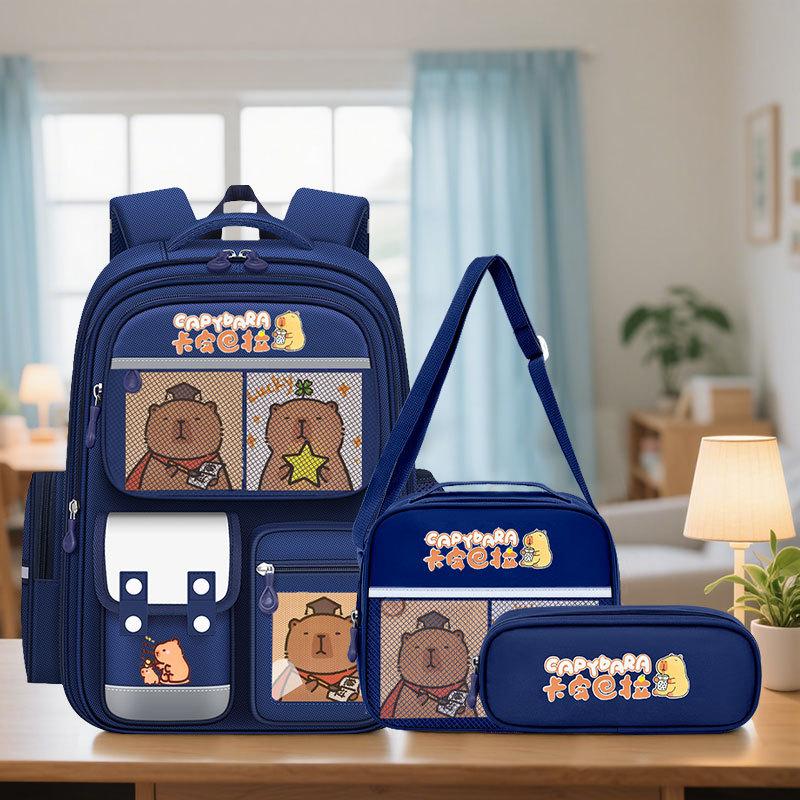Capybara Theme Kids Backpack for Girls, 3PCS Backpack Set|  Lunch Box & Pencil Case, Bookbag for Teen Girls Kids Elementary Middle High School Students