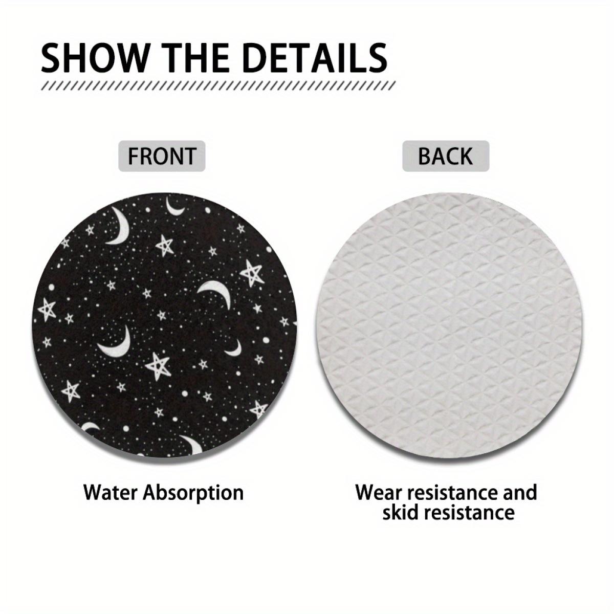 Star & Moon Pattern Car Coaster, Round Car Cup Holder Coaster, Car Interior Decoration Accessories for Women & Men, Car Interior Accessory