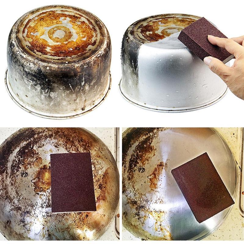 3 Pack Magic Emery Cleaning Sponge Rust Remover for Kitchen Pots Powerful Decontamination Tool Versatile Household Cleaning Gadget