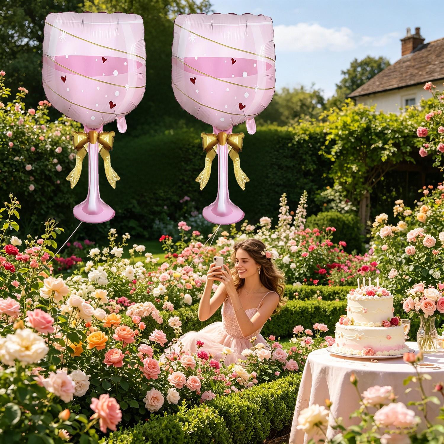 2-Pack 35.04-Inch Champagne Cup Balloon Set, Party Balloons, Cute Design, Perfect for Birthday, New Year, Wedding, Anniversary, Photo Props