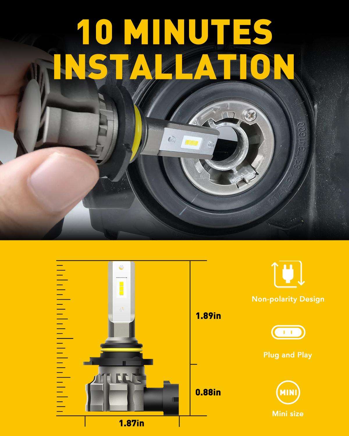 AUXITO 9145 H10 LED Fog Light Bulbs, 6000 Lumens 6500K Cool White Light/3000K Amber Yellow Light, 300% Brightness H10 9140 9045 9040 Led Fog Lights, CSP LED Chips, DRL Replacement for Cars, Pack of 2