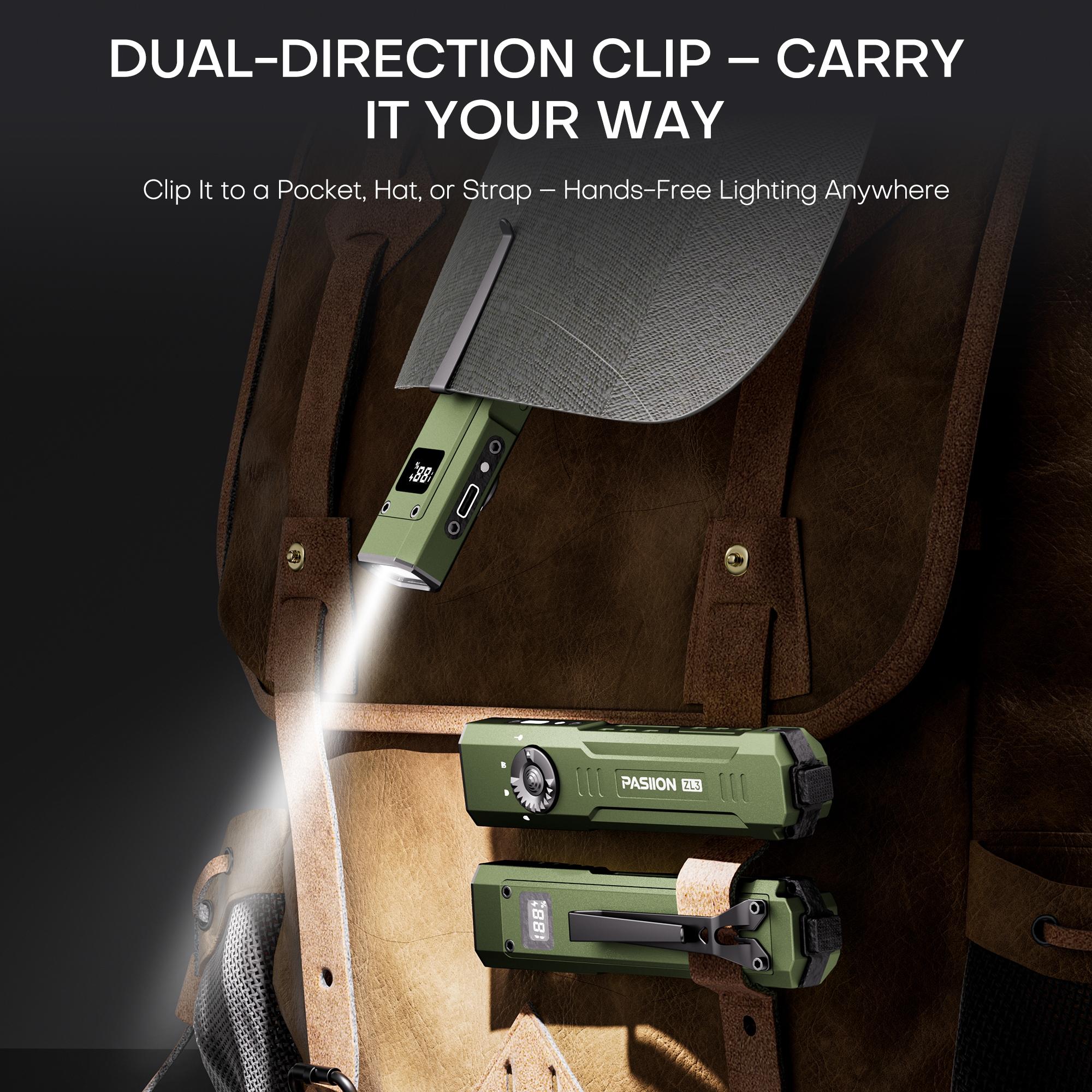 Rechargeable Edc Flashlight with Beam UV LED, Portable Pocket Light, Outdoor Emergency, Super Bright Rechargeable Torch