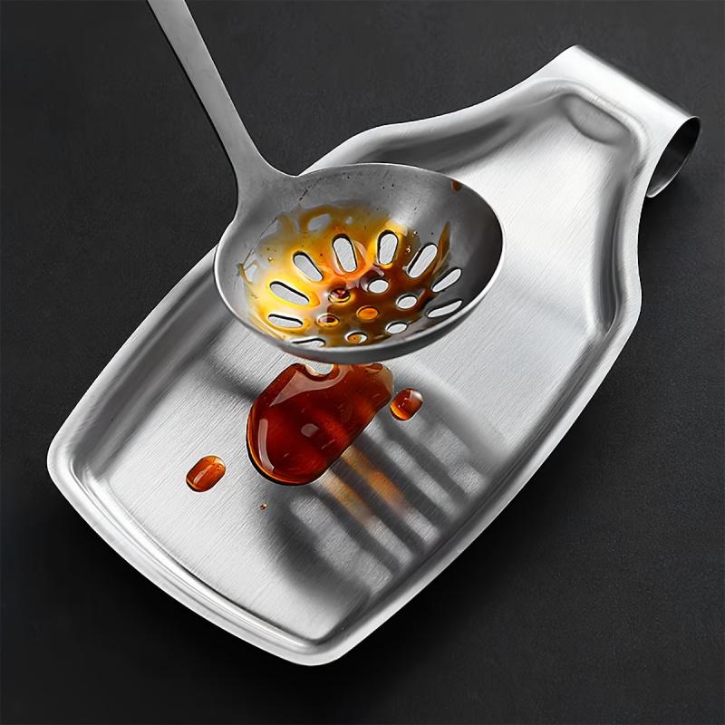 Kitchen Spoon Rest for Countertop, Utensil Holder with Drip Tray, Cutlery Organizer Rack, Cooking Utensils Shelf, Food Serving Tray for Spatula Ladle, Dinnerware Storage for Home Restaurant, 1 Pack