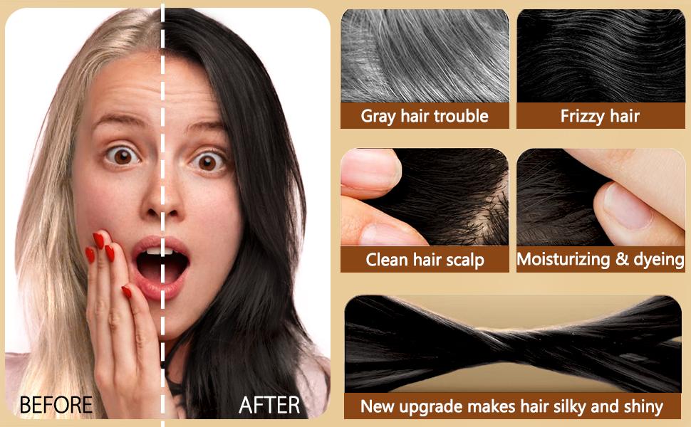 Blonde Brown Hair Dye Shampoo 5-in-1, Instant Hair Color Shampoo for Gray Coverage, Color in 10-15 Minutes, Natural Herbal Formula, Long-Lasting & Easy to Use for Women & Men, Paraben-Free, Hypoallergenic, 500ml / 16.9 Fl Oz