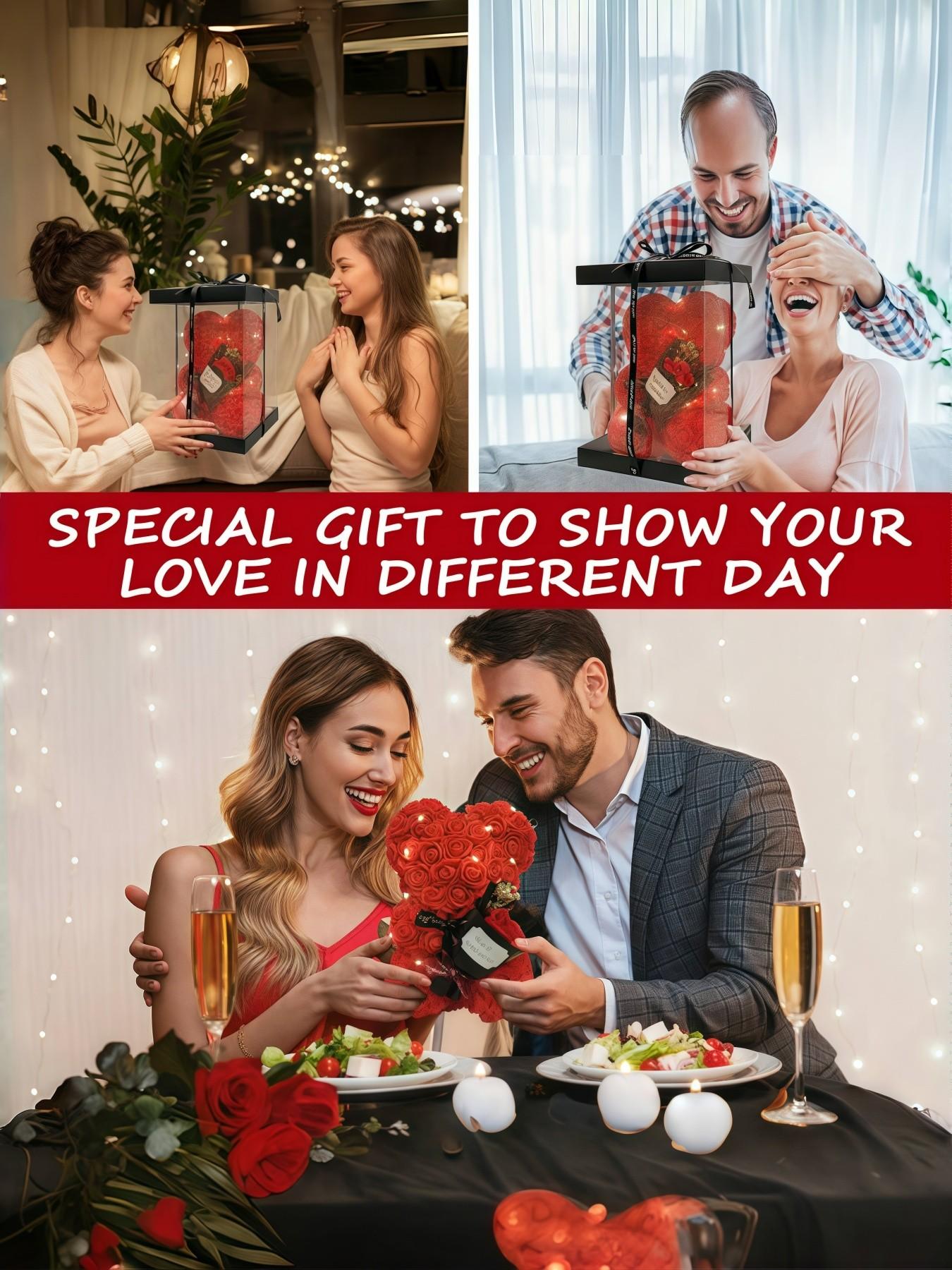 Eternal Burning Heart Original high-end heart-shaped "I Love You" gem necklace with luxury premium design.Paired with a preserved rose & teddy bear gift box.Perfect mysterious gift for festivals, birthdays, Valentine's Day, Mother's Day and Christmas.