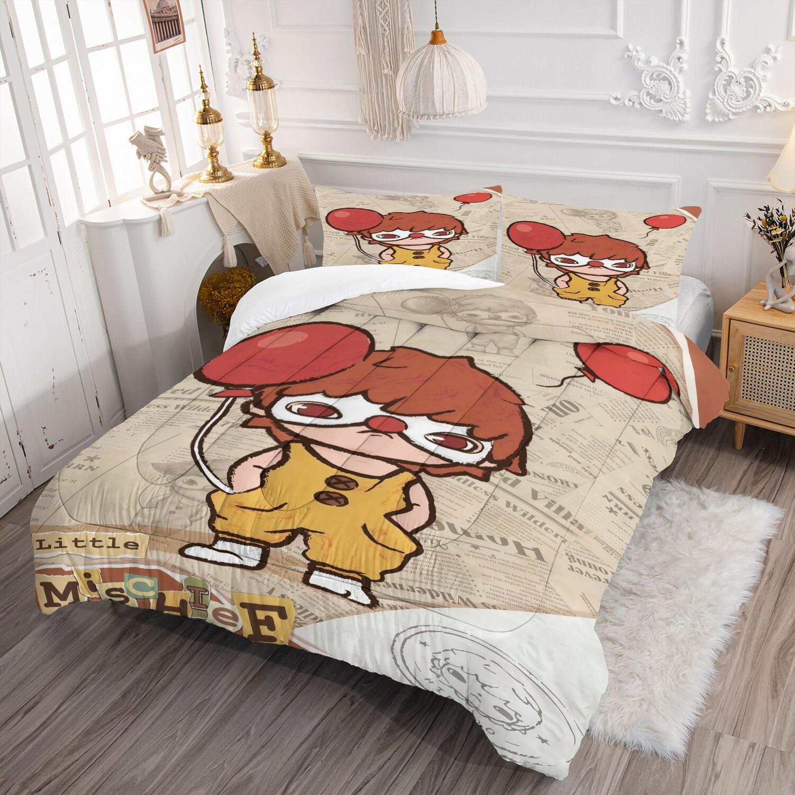 Hirono Pattern Soft Bedding Set, Includes 1 Blanket and 1 or 2 Pillowcases Without Pillows, Perfect Gift Option, Bedroom Bedding Set